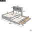 Lit plateforme double avec lit gigogne, tiroirs et prises USB