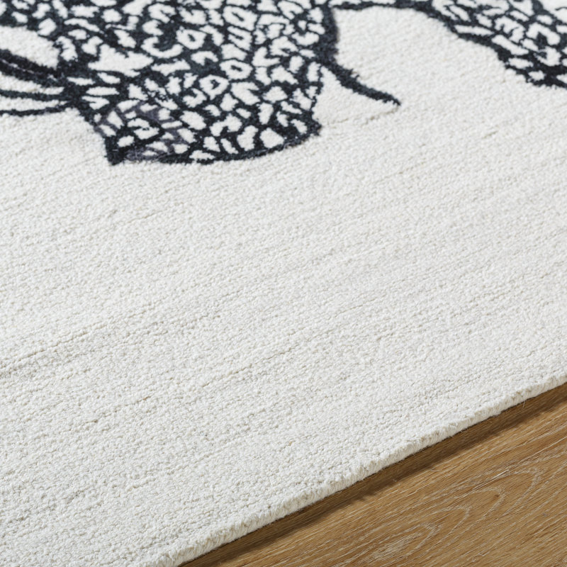 Bhumi Hand Tufted Wool Area Rug in Black/Brown, Rectangle 2' x 3'