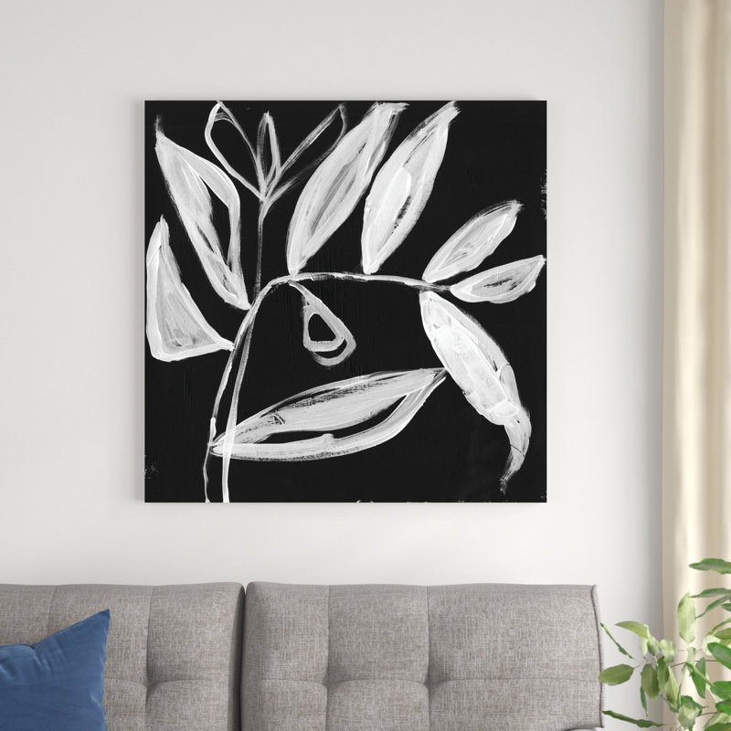 Feuilles blanches excentriques II, H 36 po x l 36 po