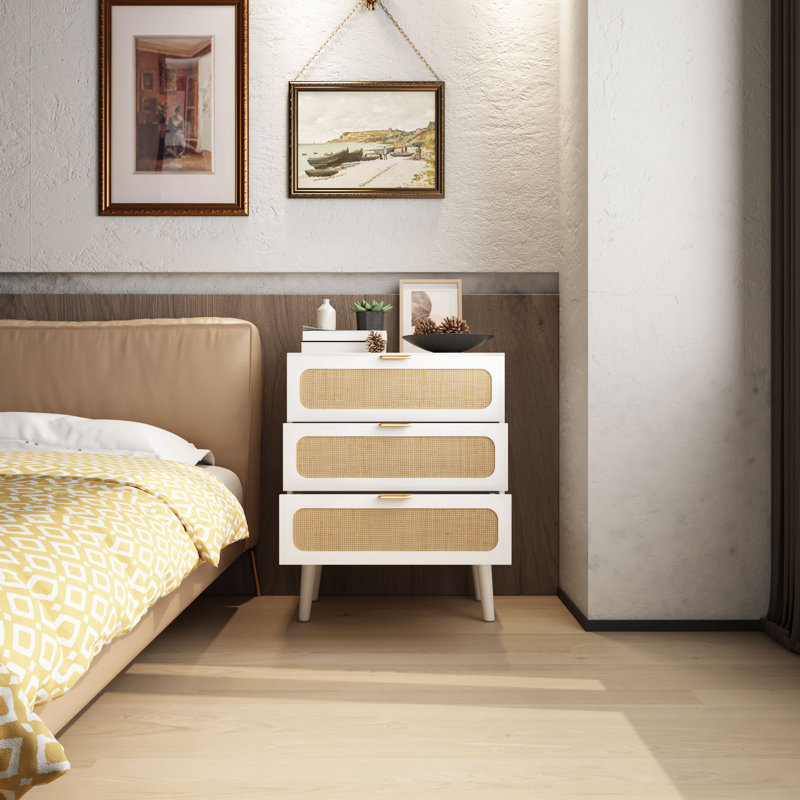 Table de chevet en bois manufacturé Chamblin, Blanc