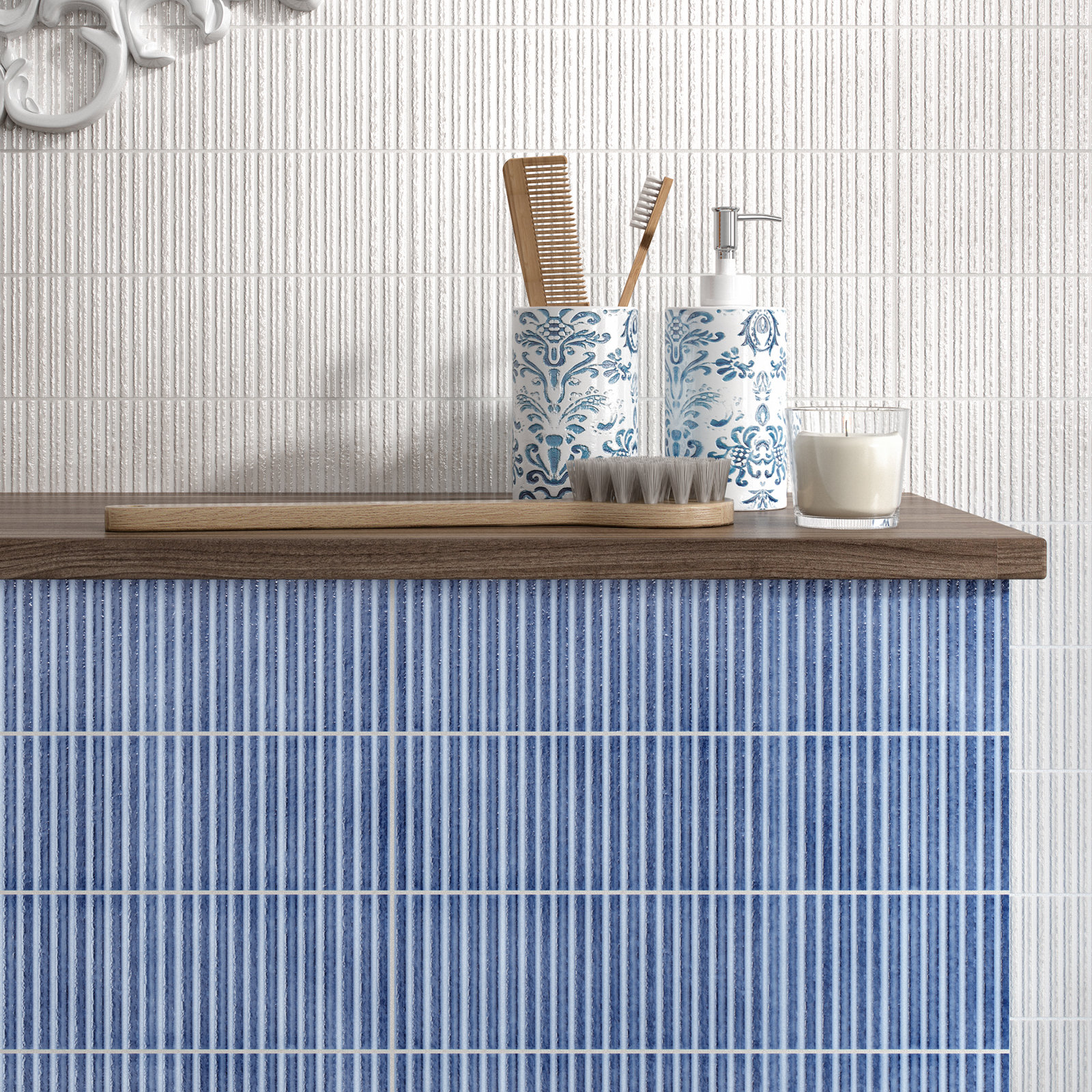 Soldeu 3" x 12" Ceramic Subway Tile, Blue