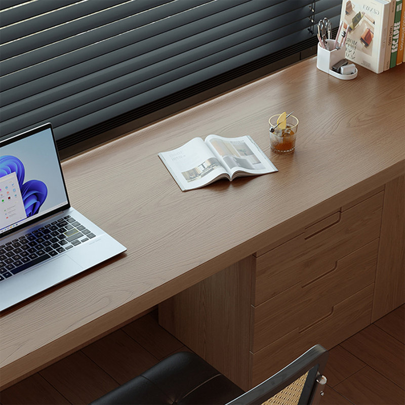 Walnut Rectangular Solid Wood Executive desk with drawers desk, 29.53"H*78.74"W*23.62"D