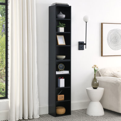 8-Tier Slim Media Storage Cabinet | Adjustable Shelves, Space-Saving Design for DVDs, Books & Home Office