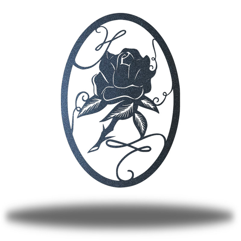 Décoration murale en métal Rose Bud Coastal, H 24 po x l 16,25 po x P 0,0625 po, Noir