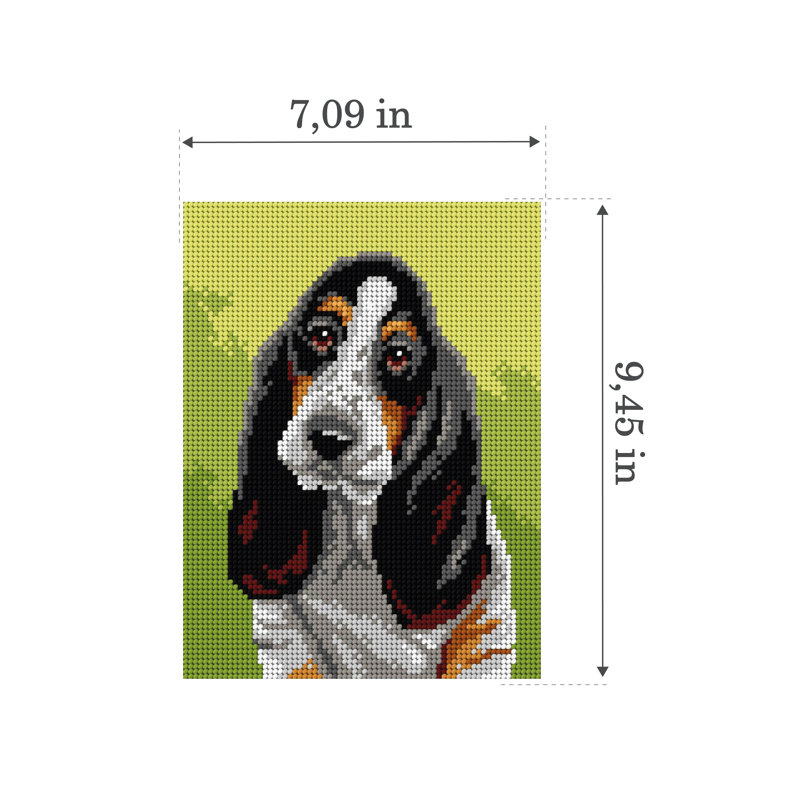 Toile à broder Basset 3474F pour demi-point, sans fil