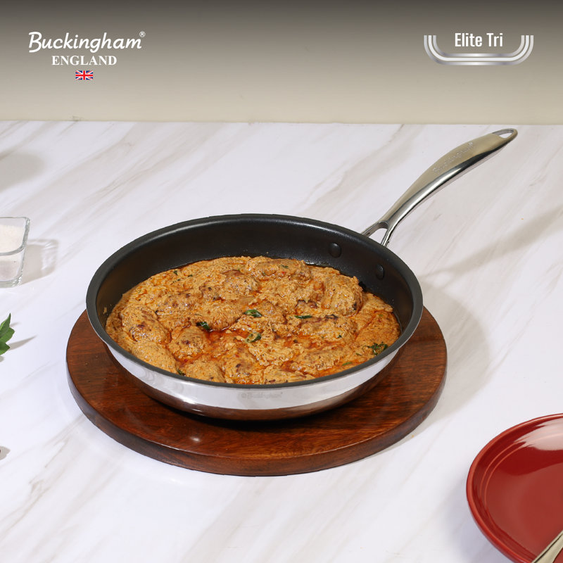 Buckingham Elite Tri-Ply 18/8 Stainless Steel Frying Pan with ILAG Ultimate Non-Stick Coating  , 24 cm