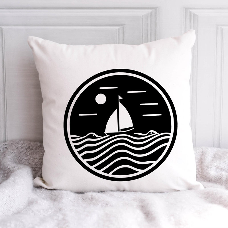 Nautical Sea Life_445 - Coussin décoratif en polyester, H 20 po x l 20 po