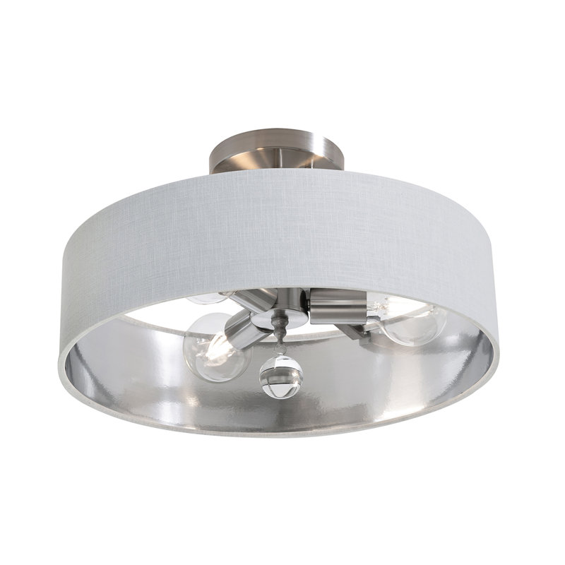 Woodvale Pendant - 18'', White/Silver, Satin Nickel