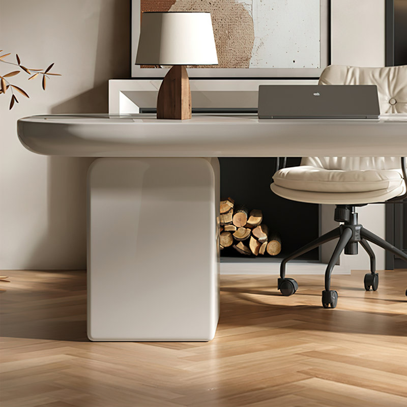 Drish Modern Cream Office Desk With Drawers