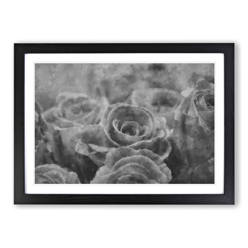 Bunch of Roses - Picture Frame Painting, Black Framed, 36cm H x 48cm W x 2cm D