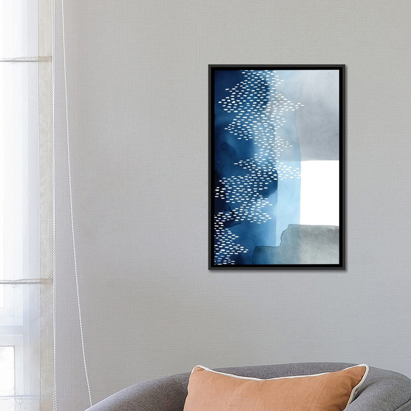 «Waterfall Abstract II», impression sur toile, H 26 po x l 18 po x P 1,5 po, Toile avec cadre noir, Pas de tapis