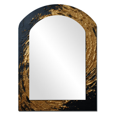 Miroir mural arqué doré et noir en spirale abstraite