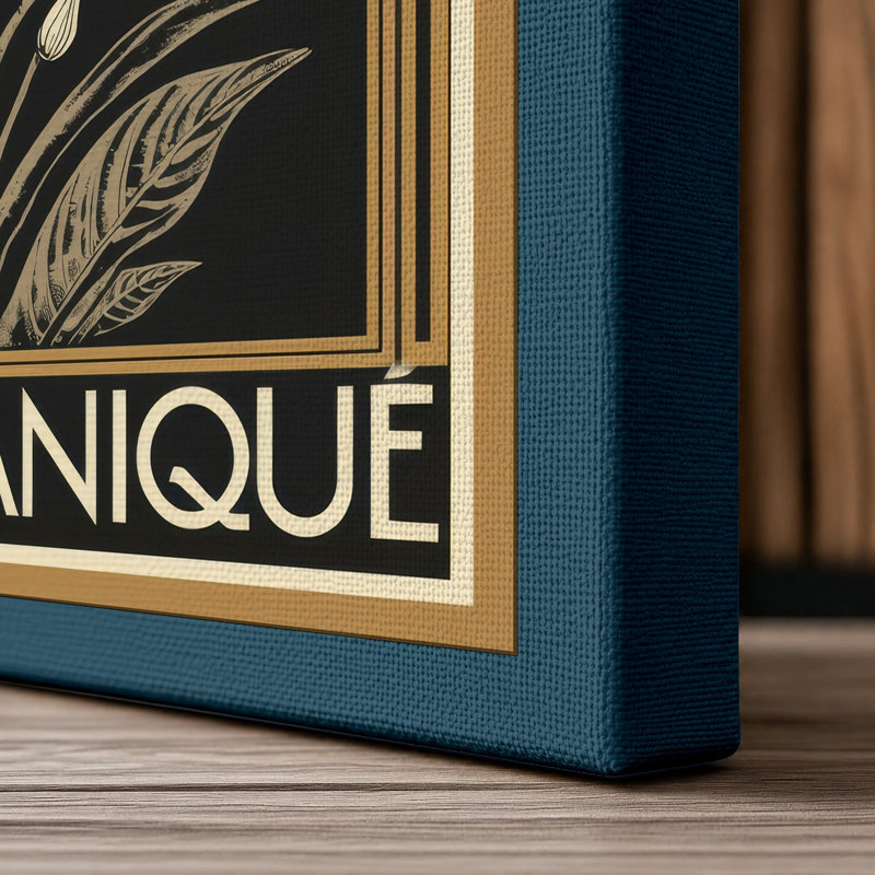 La Botanique Art Deco - Wrapped Canvas, 30x20 - 76.2 x 50.8 cm, Teal Border