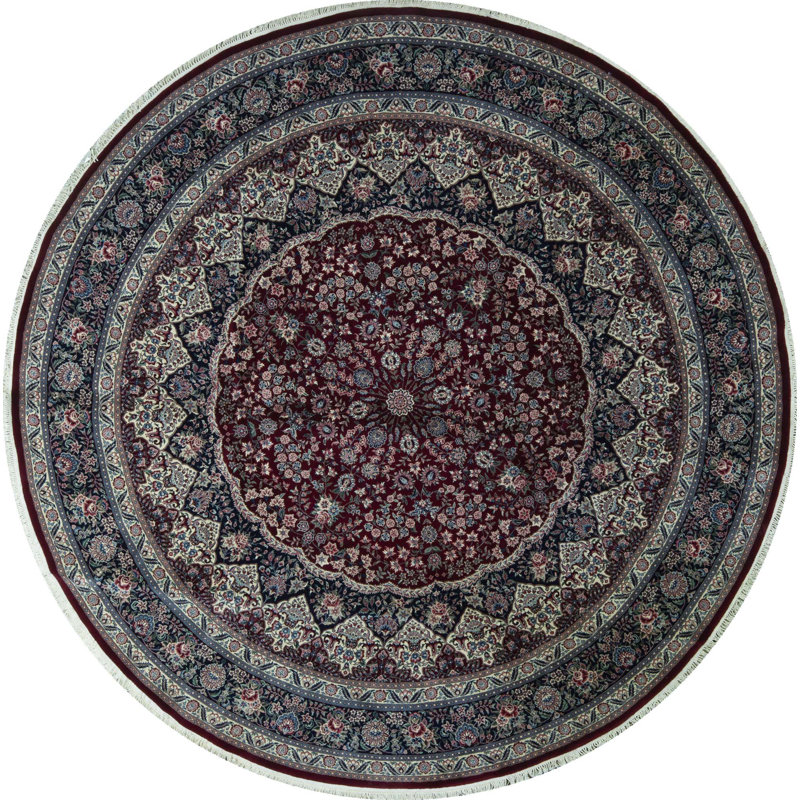 Wool Oriental Area Rug in Navy/Rust, Round 12'