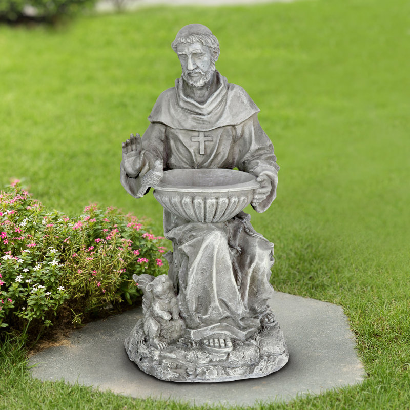 Statue de jardin mangeoire pour oiseaux Exhart Saint Francis, 19 po