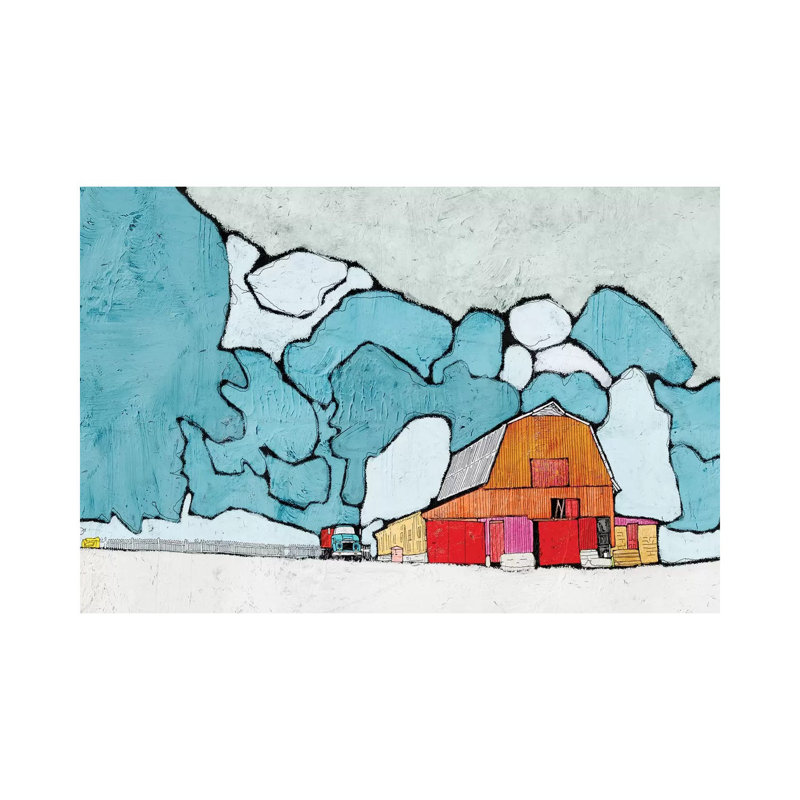 Barn Under Blue Skies 1 Piece Wrapped Canvas Painting