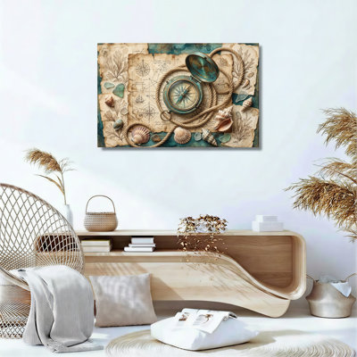 Ensemble de 1 tableau sur toile vintage sur le thème nautique