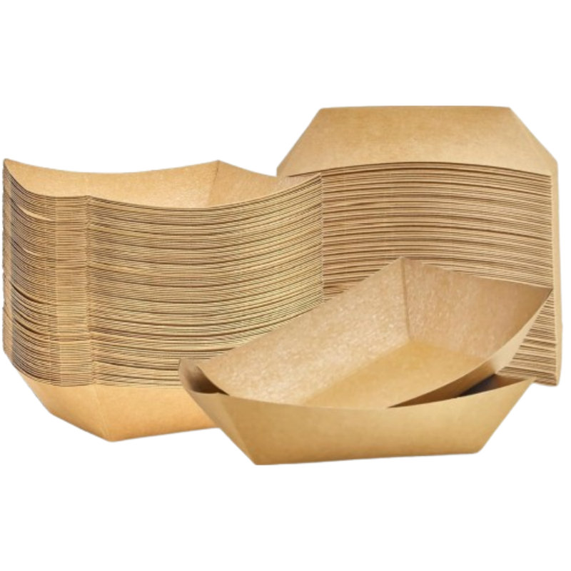 Paquet de 50 plateaux à nourriture en papier kraft de 4 lb