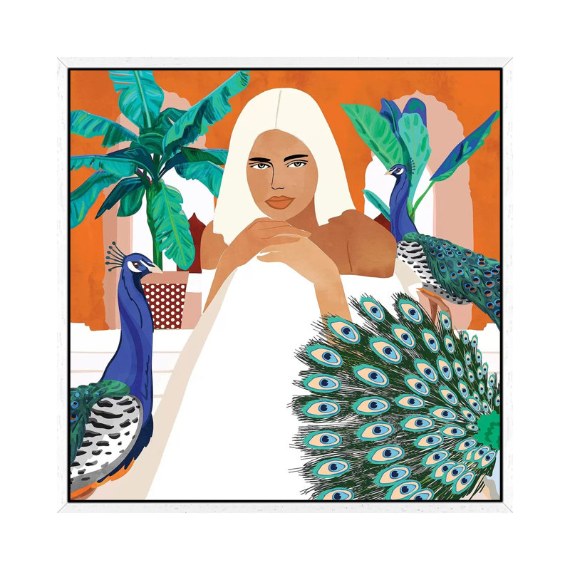 Indian Vacay - Painting on Canvas, 45.72cm H x 45.72cm W x 3.81cm D, White Framed