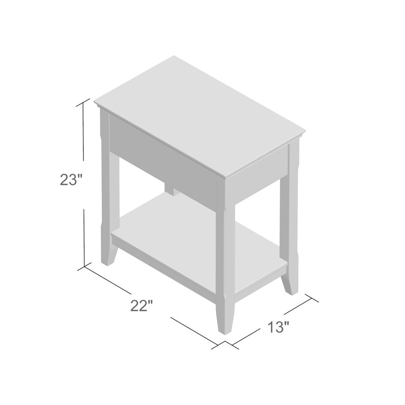 ACME Bertie Accent Table, White, White, 23" H x 13" W x 22" D