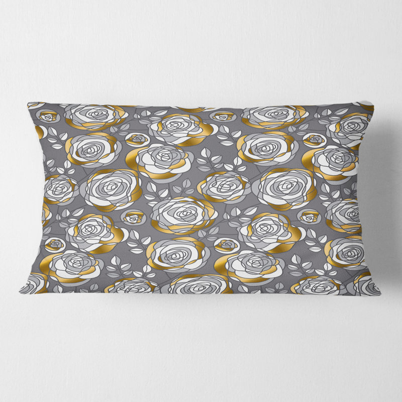 Coussin Golden Golden Flowers - Mid-Century Modern