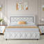 Ensemble de chambre à coucher 3 pièces, avec lit plateforme capitonné en similicuir et table de chevet DEL-1938109936-1938109941