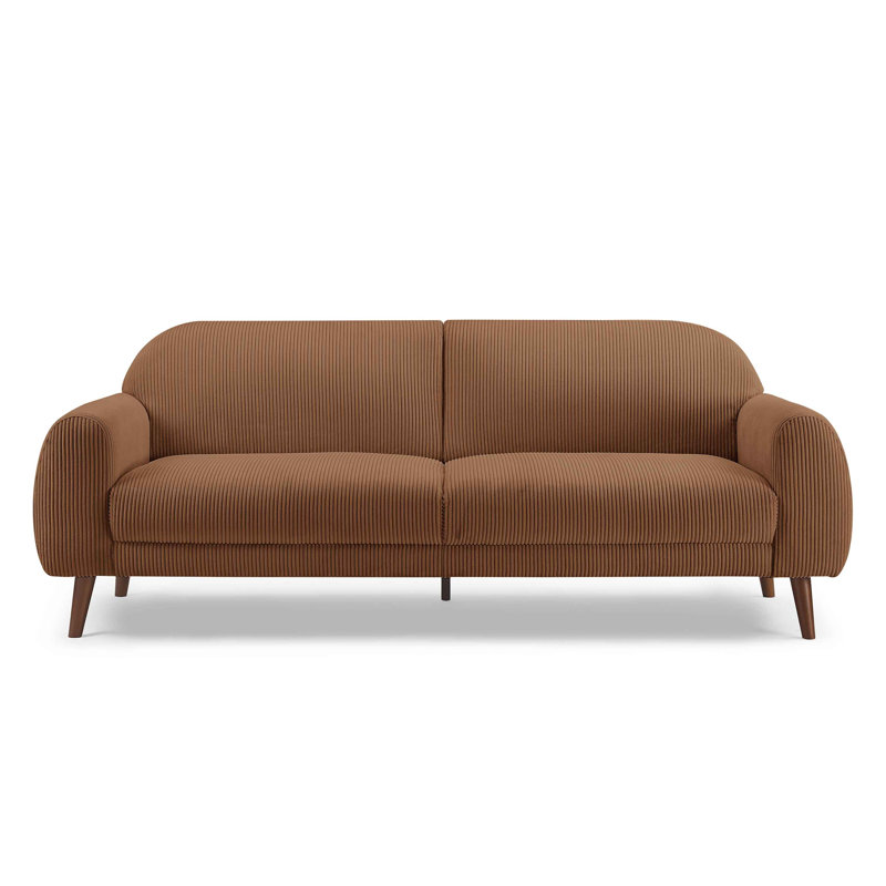Iris 222Cm Round Arms Sofa, Caramel Corduroy