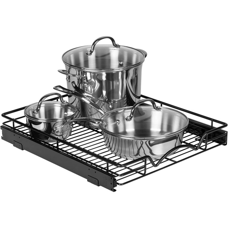 Organisateur d'armoire coulissant noir avec métal robuste et garantie à vie limitée, H 3,15 po x l 14,66 po x P 21 po