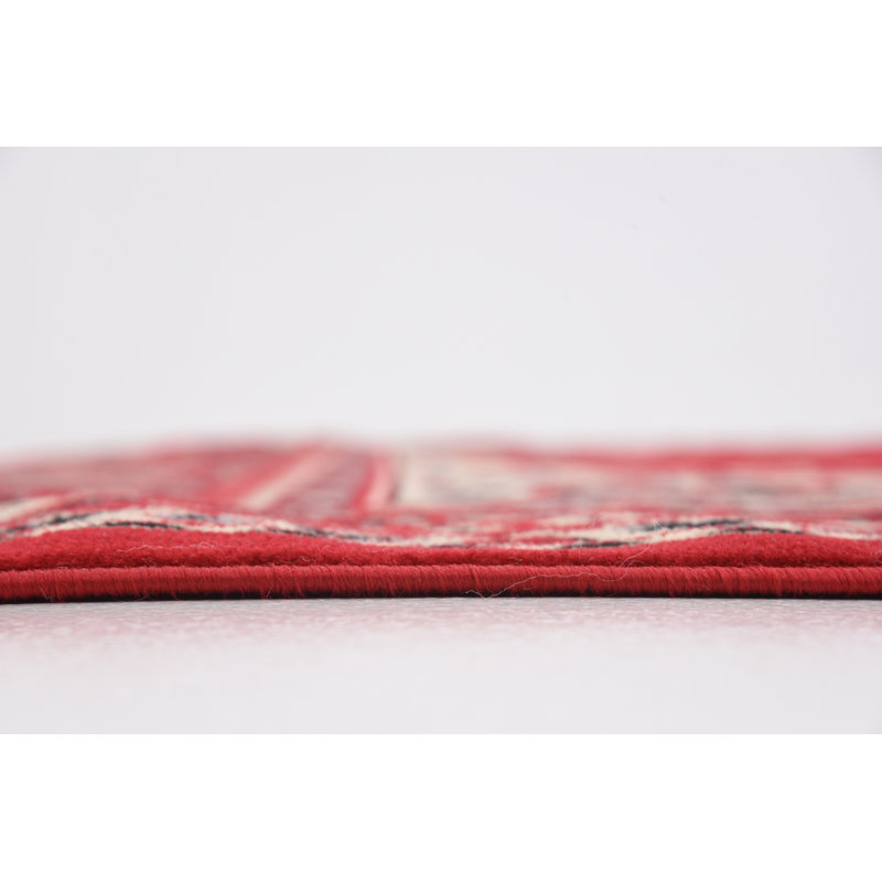 Tapis oriental noir Balthrop, Red, Tapis de couloir 2 pi 2 po x 8 pi 2 po