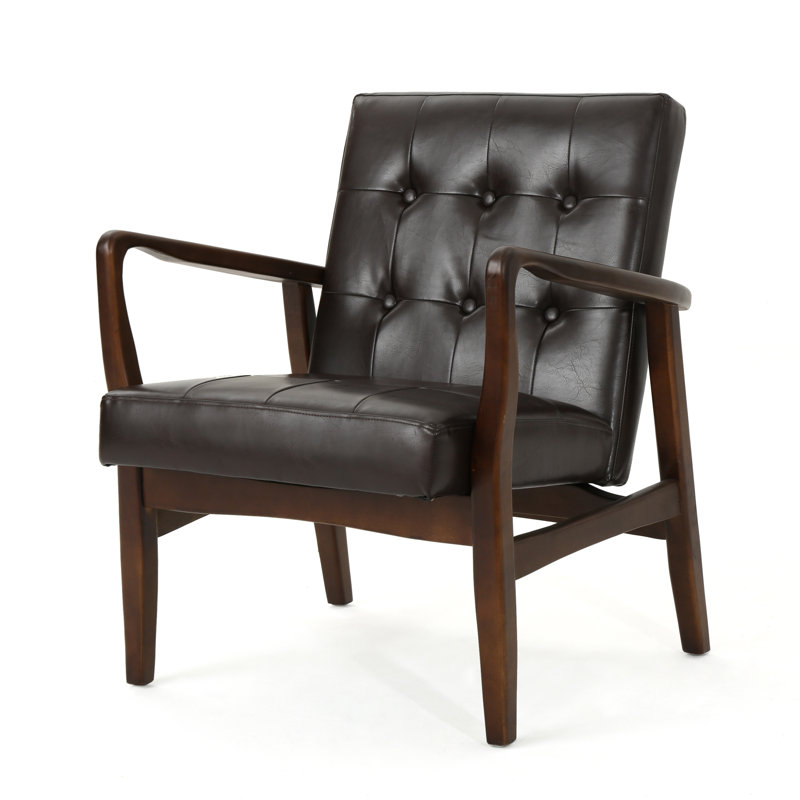Amanni Faux Leather Club Chair, Brown  Faux Leather