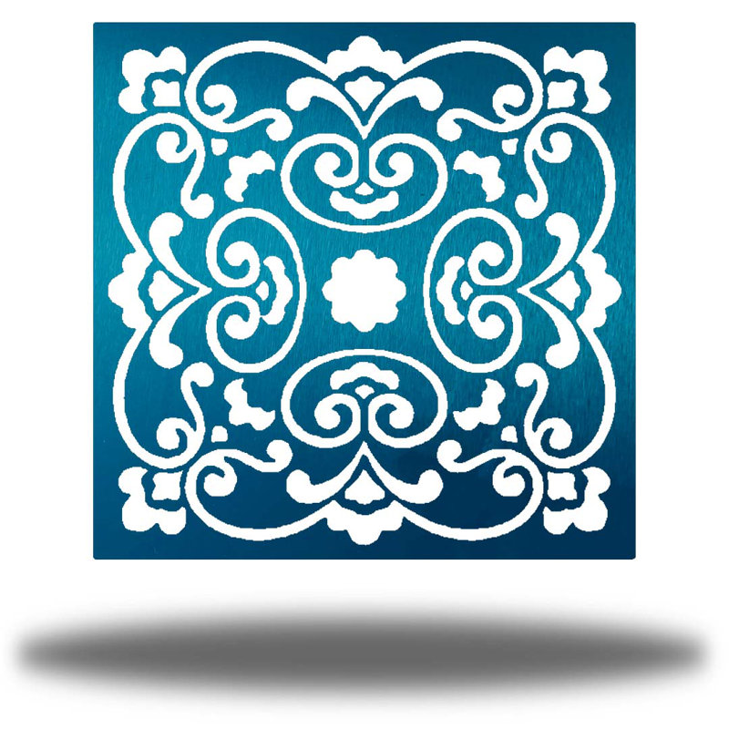 Traditional Plants & Flowers Wall Decor on Metal, 12" H x 12" W x 0.06" D, Teal