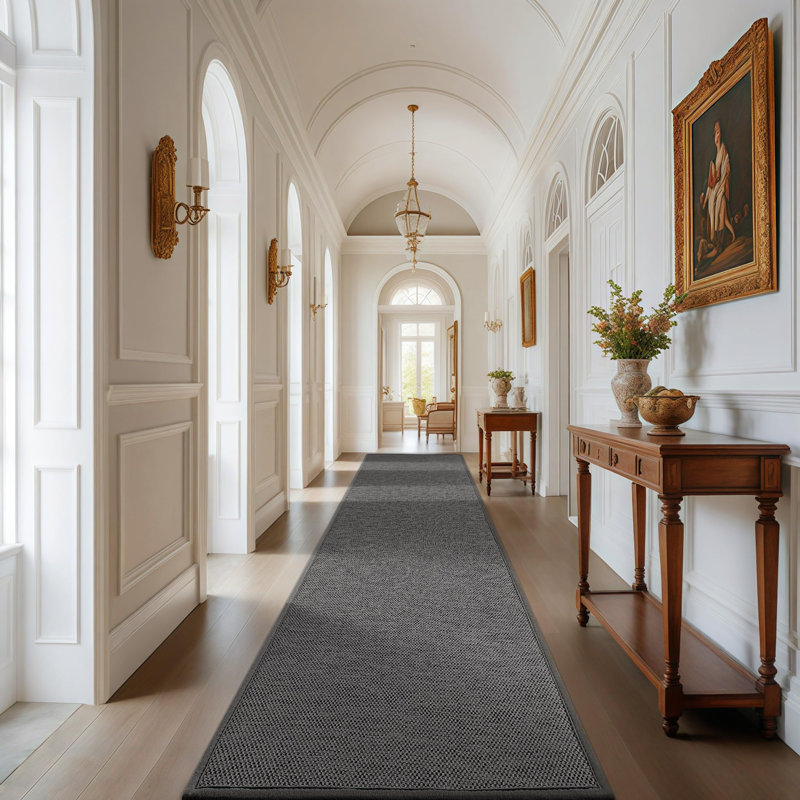 Tapis de couloir de couloir, Gris foncé, Tapis de couloir 2 pi 4 po x 12 pi