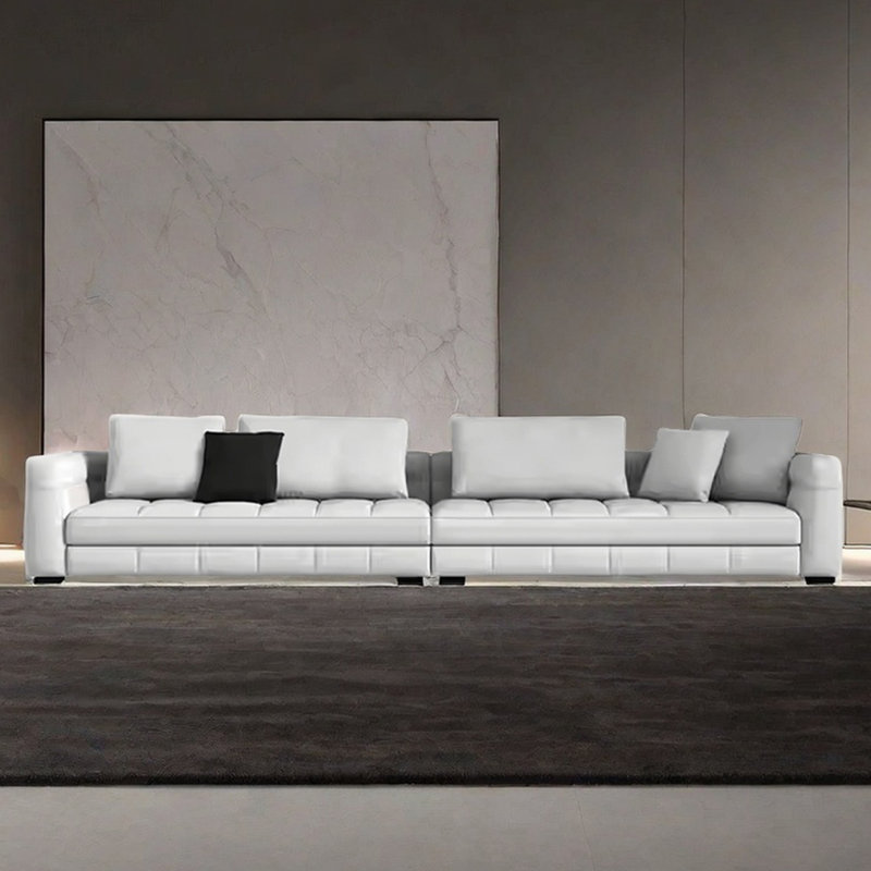 Grand canapé plat minimaliste en tissu, H 25,59 po x l 157,48 po x P 39,37 po 
