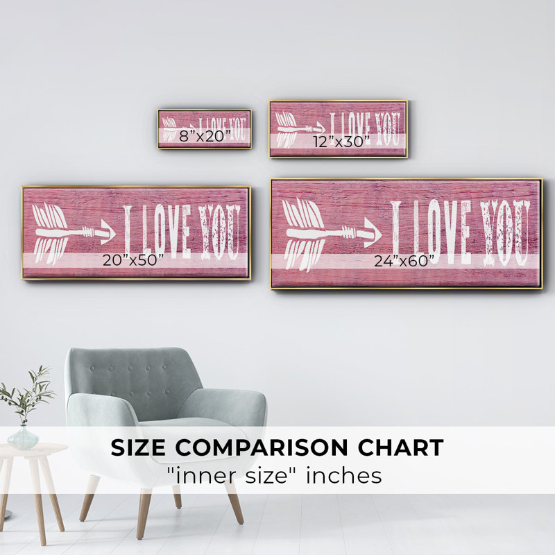 «I Love You», toile encadrée, H 20 po x l 50 po