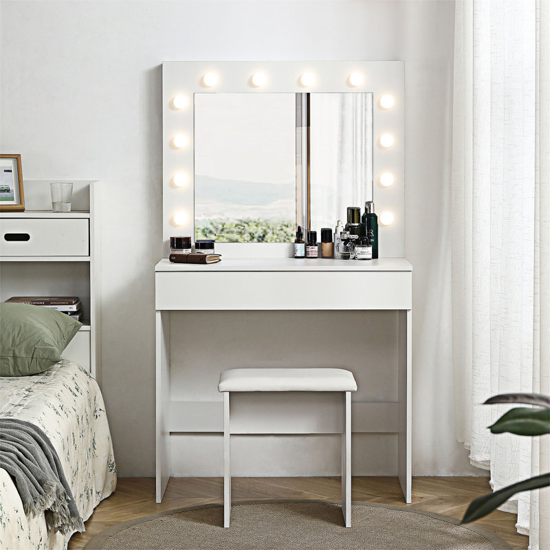 Table de coiffeuse avec miroir lumineux