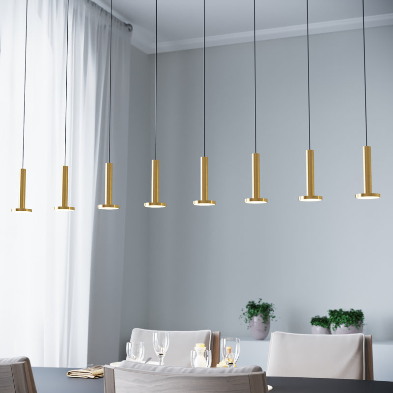 Luminaire suspendu pour îlot de cuisine 4 lumières Netice, Laiton