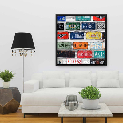 Number Plates - Industrial Framed Canvas for Home Decor
