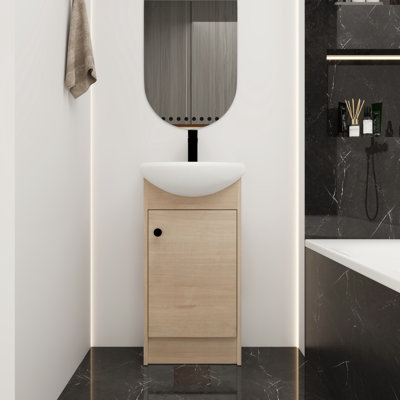 Ensemble de meuble-lavabo simple 18,19 po avec plateau en céramique Quaylan