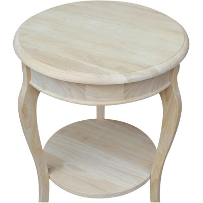 Round End Table With Storage Shelf, Solid  Construction, Unfinished Diy Design For Custom Paint Or Stain, Easy Assembly