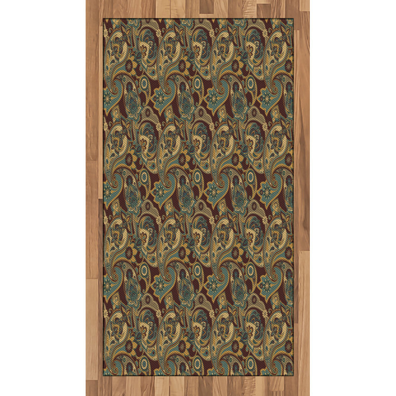 Paisley High Density Long Fiber Poly Threads Decorative Area Rug Carpet, Rectangle 2'7" x 5'