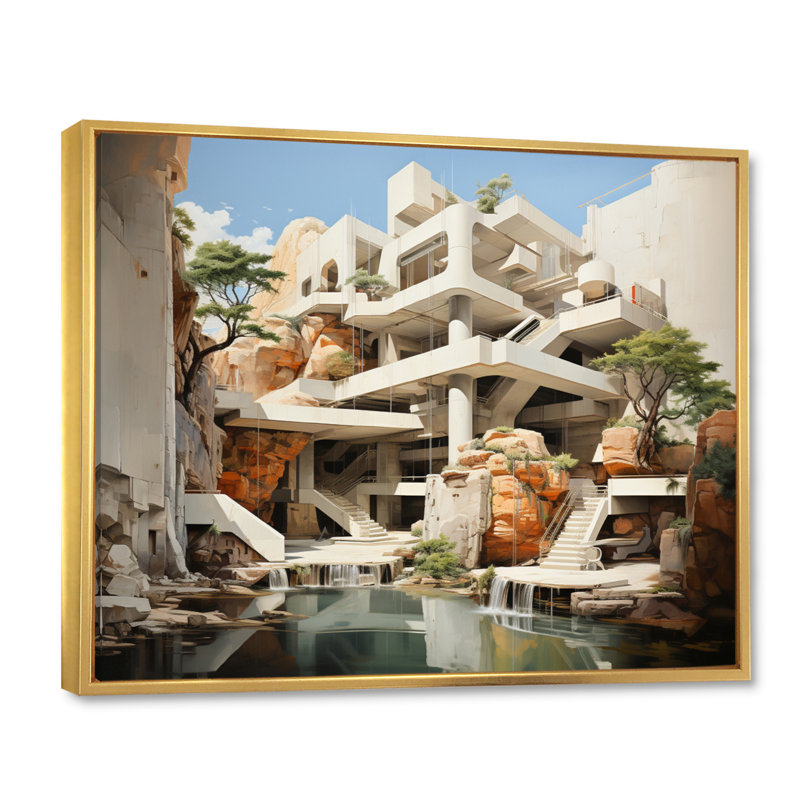 " Dam Structural Symphony Architectural ", H 24 po x l 32 po, Cadre flottant doré