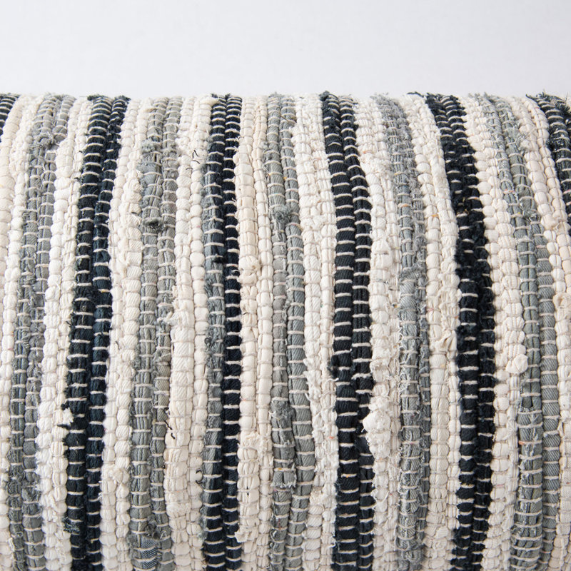 Tassels Throw Pillow, Black/Gray/Ivory