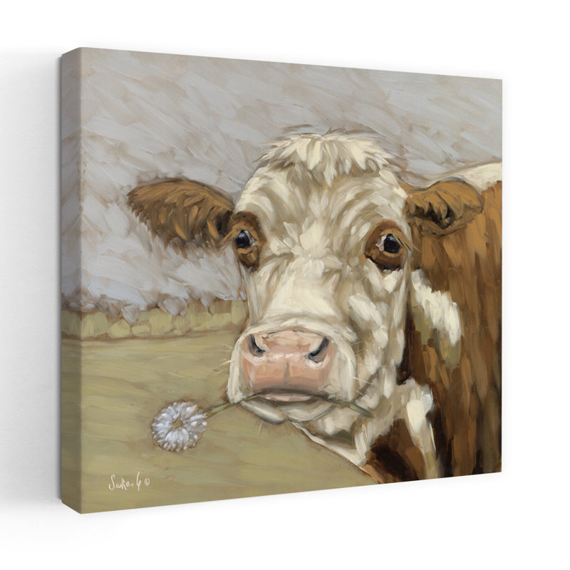 Pissenlits contemporains 2 avec art fantaisiste de vache, H 18 po x l 18 po