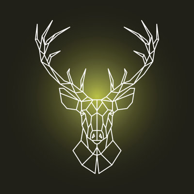 Geometric Reindeer Head Illustration. Ornamental Stag Head - Wrapped Canvas Print