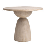 Balak Reclaimed Pine Round Modern Hourglass Bistro Dining Table