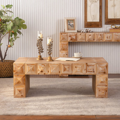 Table basse rectangulaire en bois massif et panneau de fibres à densité moyenne 47,24 po