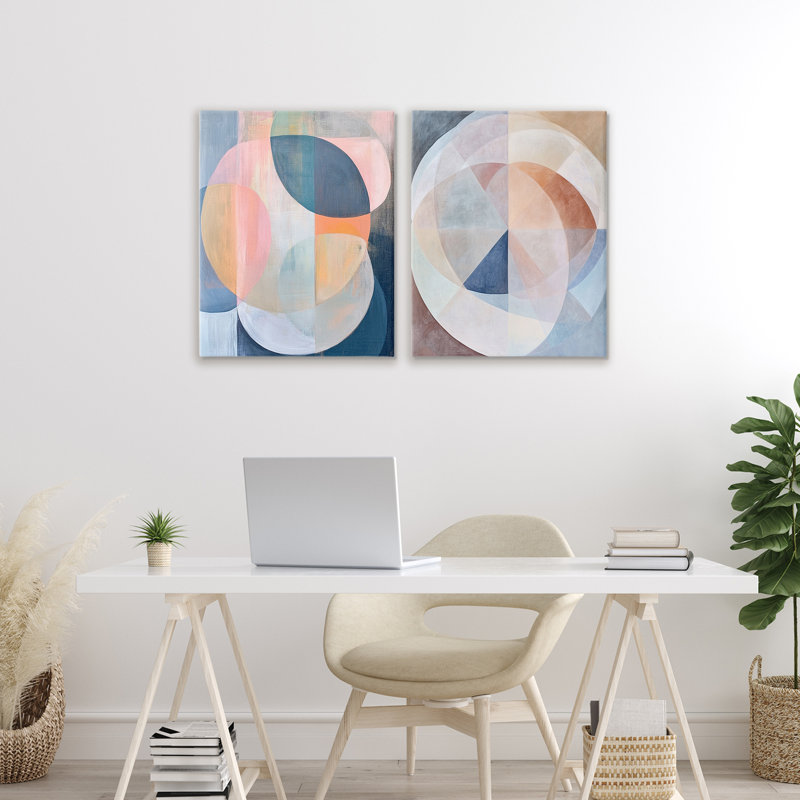 Pastel Centric Geometrics 2pc Canvas Set, design by Ramona Murdock, 20" H x 16" W