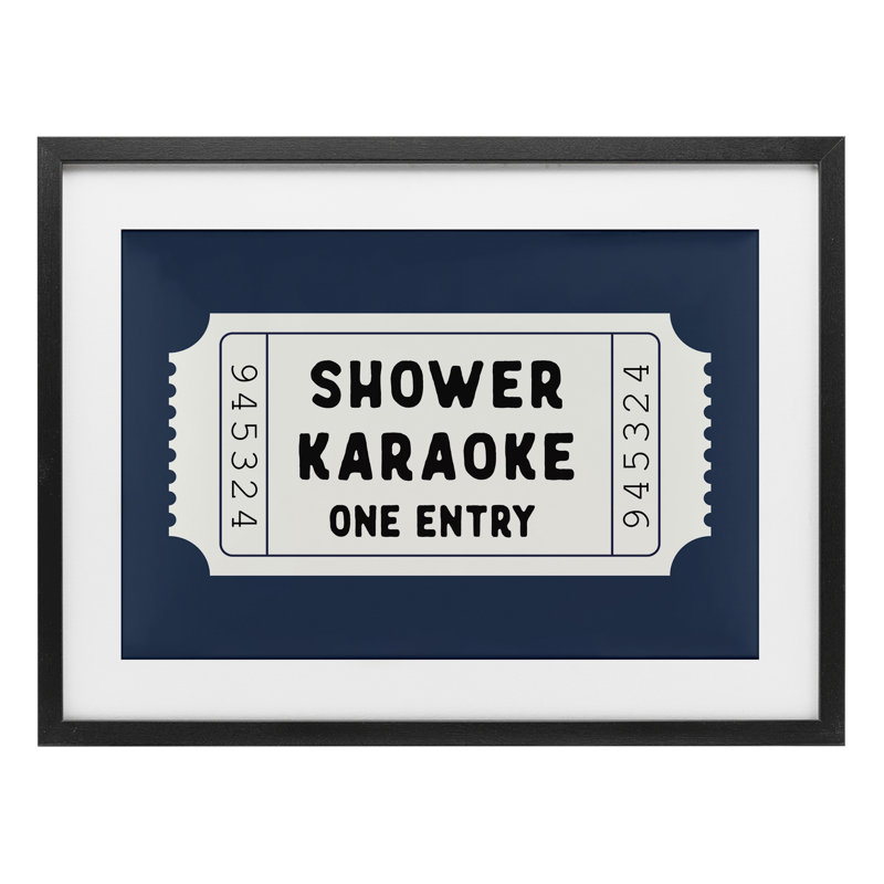 «Shower Karaoke Bathroom Humor», impression sous verre encadrée, H 14 po x l 20 po, Cadre noir minuit