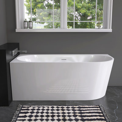 59" x 28" Side-Mounted Acrylic Bathroom Soaking Bathtub