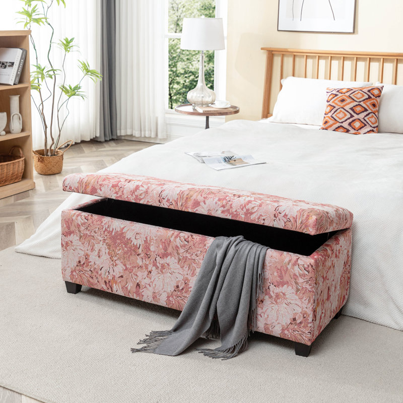 Winston Porter Ralphi Floral Patterned Fabric Storage Bench | Wayfair